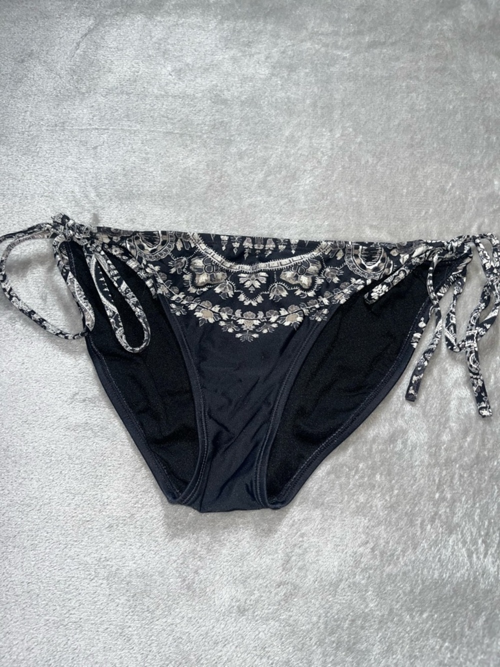 Athleta Black One-Piece Swim with White Floral Trim